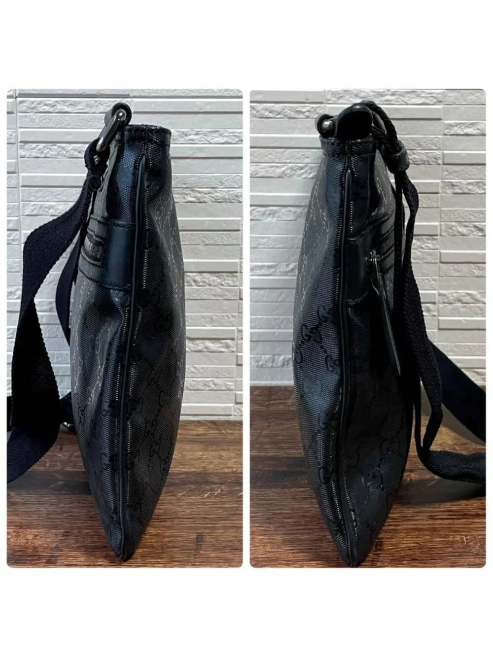 Gucci GG Supreme Crystal Shoulder Bag Messenger Black
